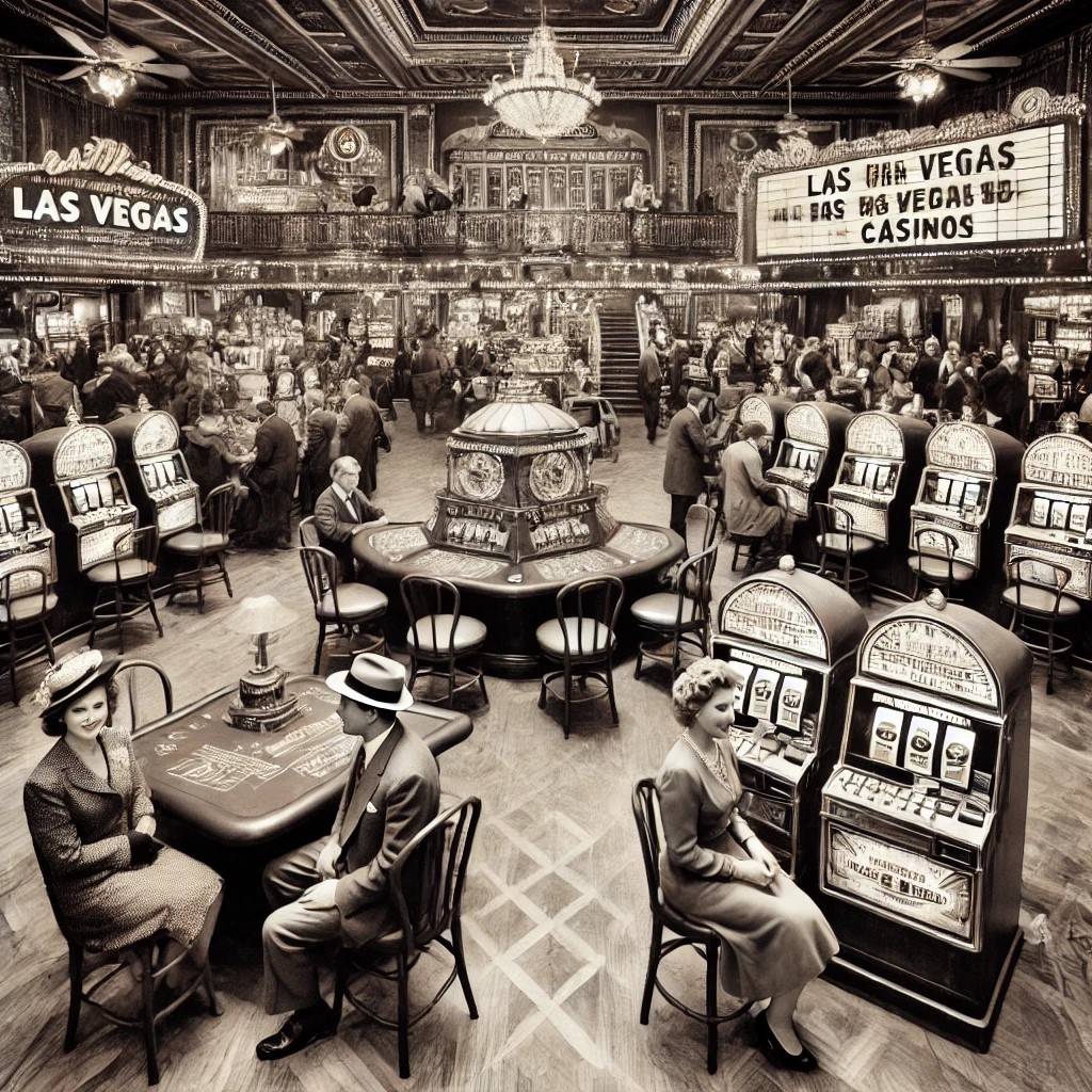 Inside an old Las Vegas casino, vintage gaming
