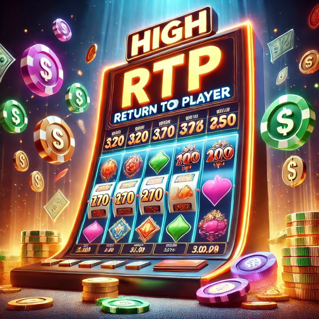 Slot machine displaying high RTP percentage