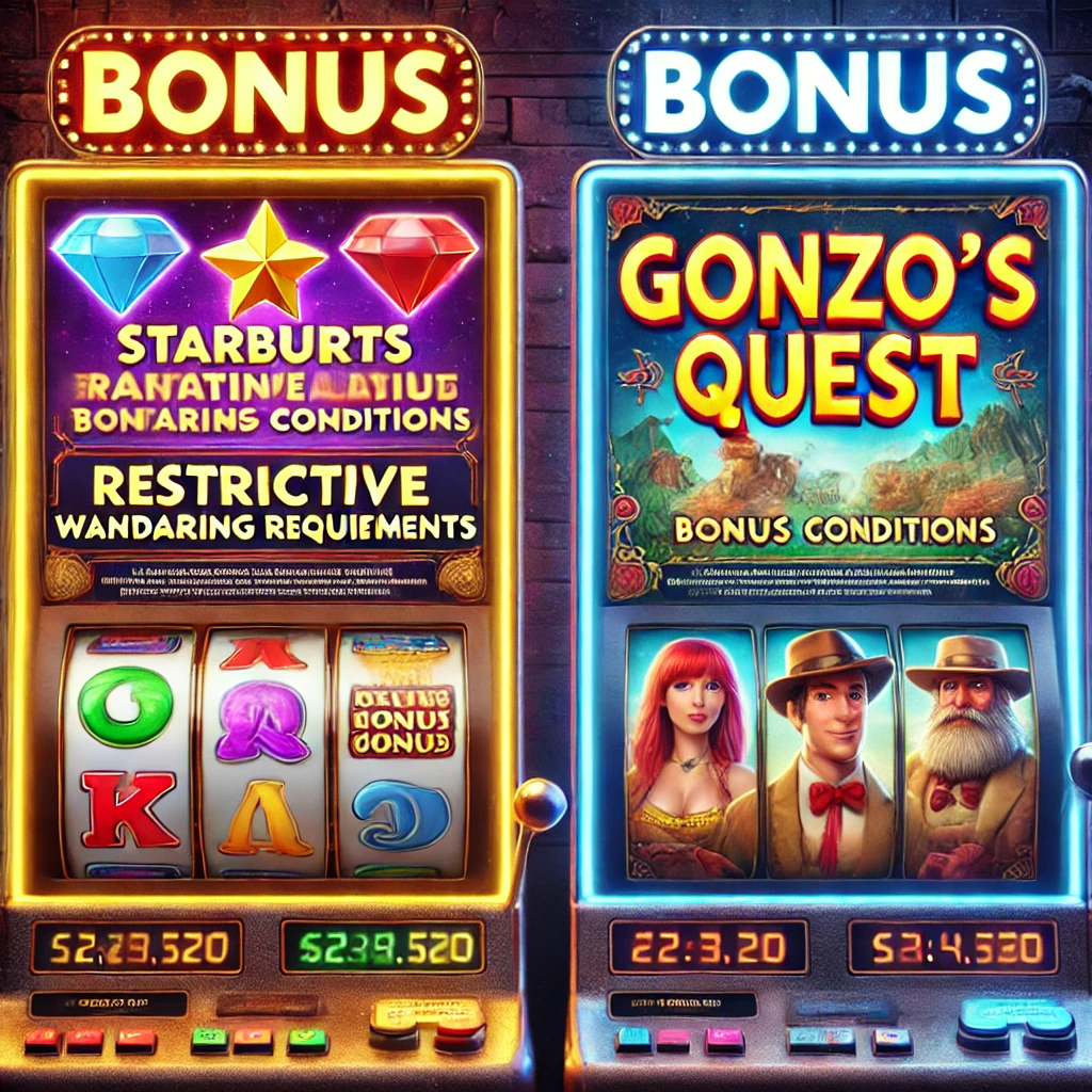 Comparison of bonus conditions for Starburst and Gonzo's Quest