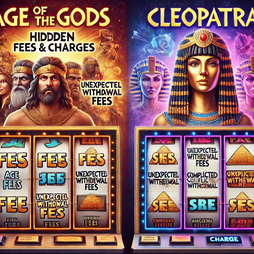 Comparison of hidden fees and charges for Age of the Gods and Cleopatra