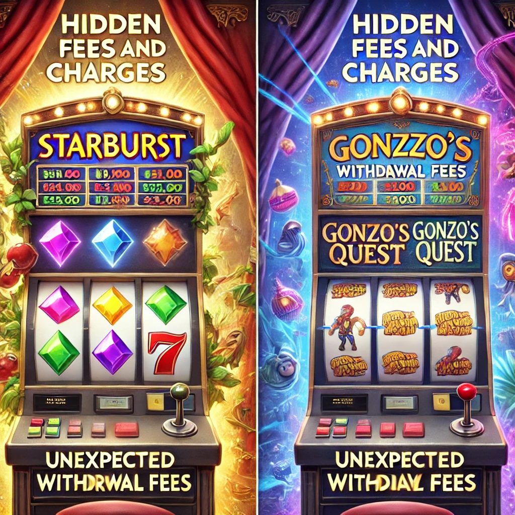 Comparison of hidden fees and charges for Starburst and Gonzo's Quest