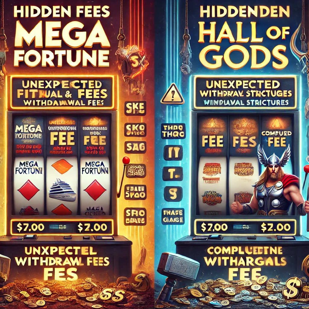 Hidden fees and charges for Mega Fortune and Hall of Gods