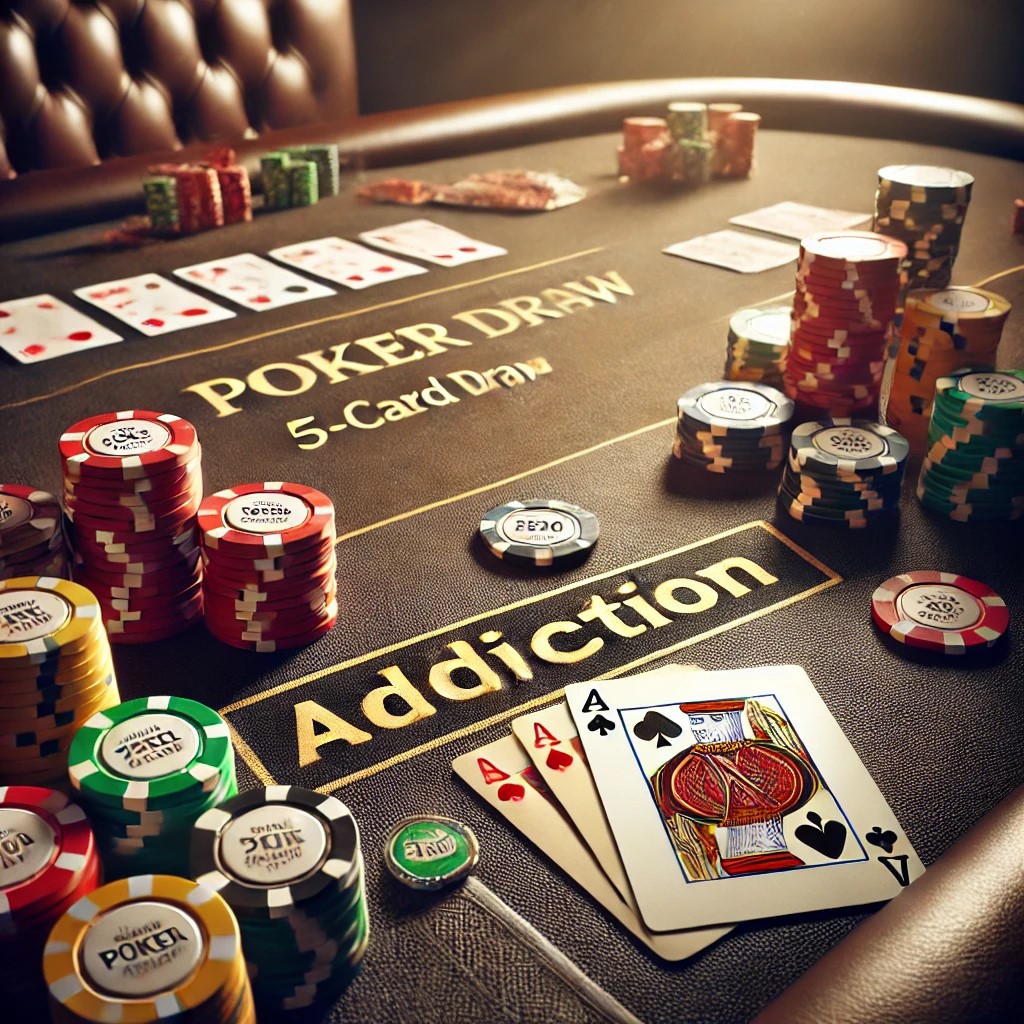 Poker table with chips indicating addiction.