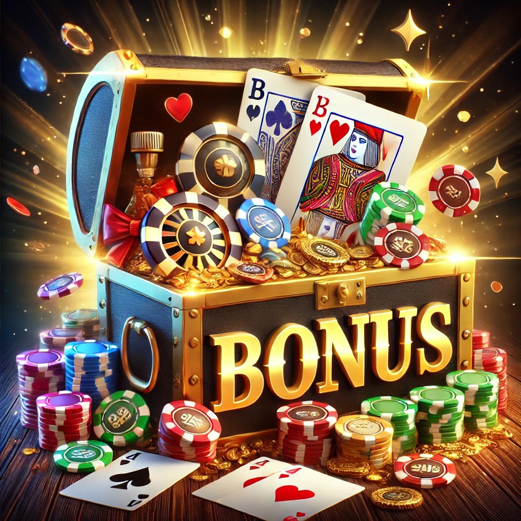 Casino banner with welcome bonuses text